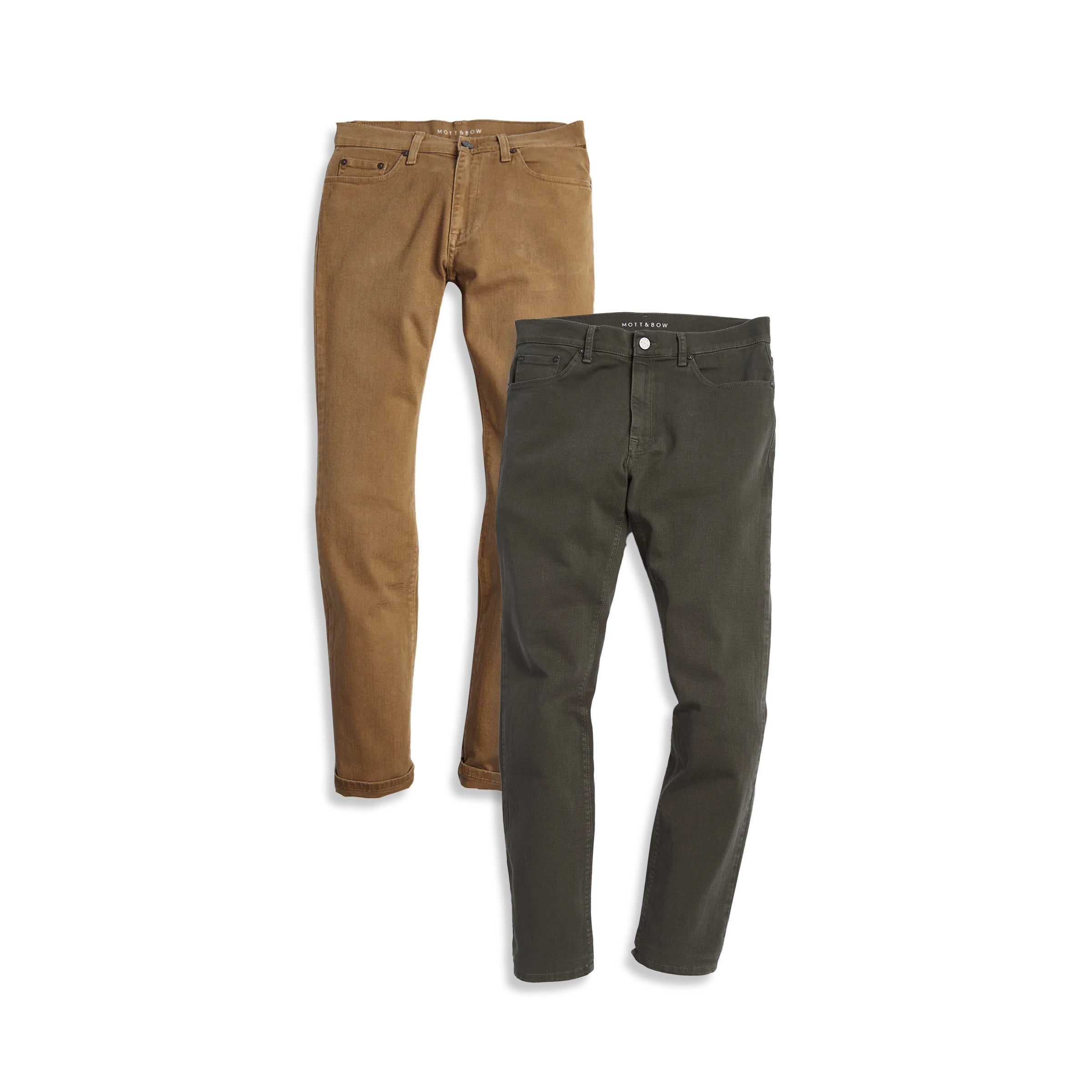 Men wearing Khaki/Military Green Skinny Twill Stretch Jeans 2-Pack jeans