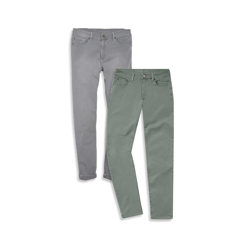 Men wearing Light Gray/Sage Slim Twill Stretch Jeans 2-Pack jeans