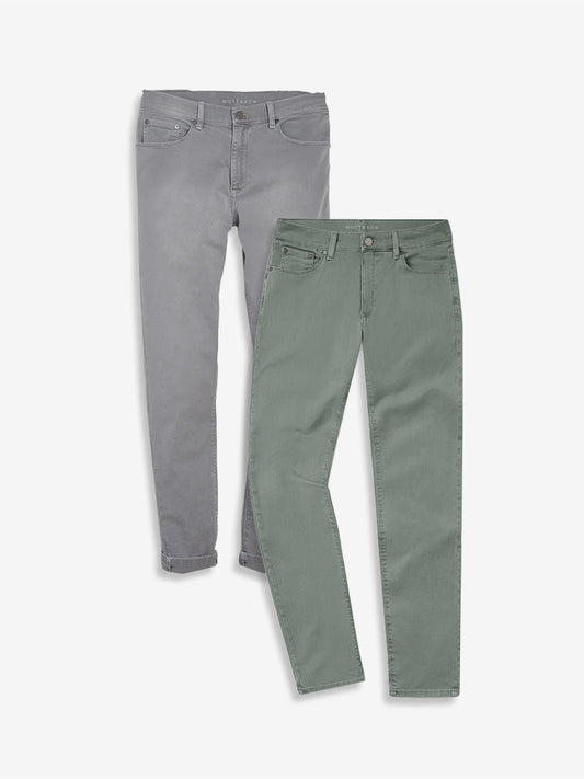 Slim Twill Stretch Jeans 2-Pack Light Gray/Sage Slim jeans