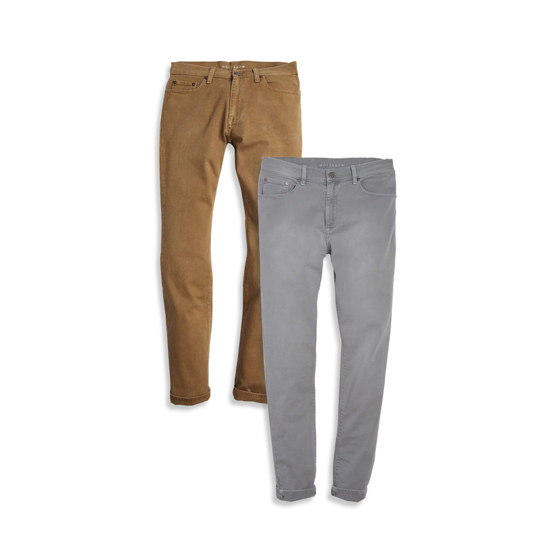Men wearing Light Gray/Khaki Skinny Twill Stretch Jeans 2-Pack jeans