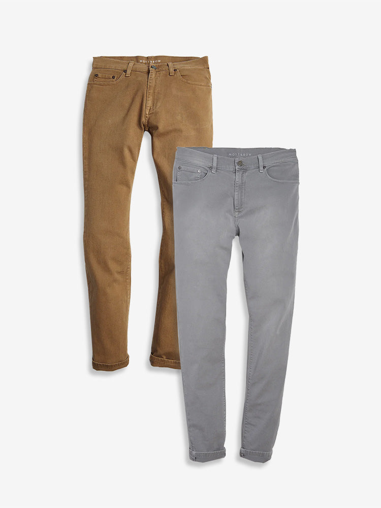 Men wearing Light Gray/Khaki Slim Mercer Jeans 2-Pack jeans