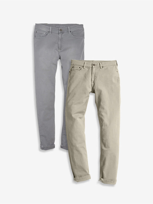 Slim Twill Stretch Jeans 2-Pack Light Gray/Light Khaki Slim jeans