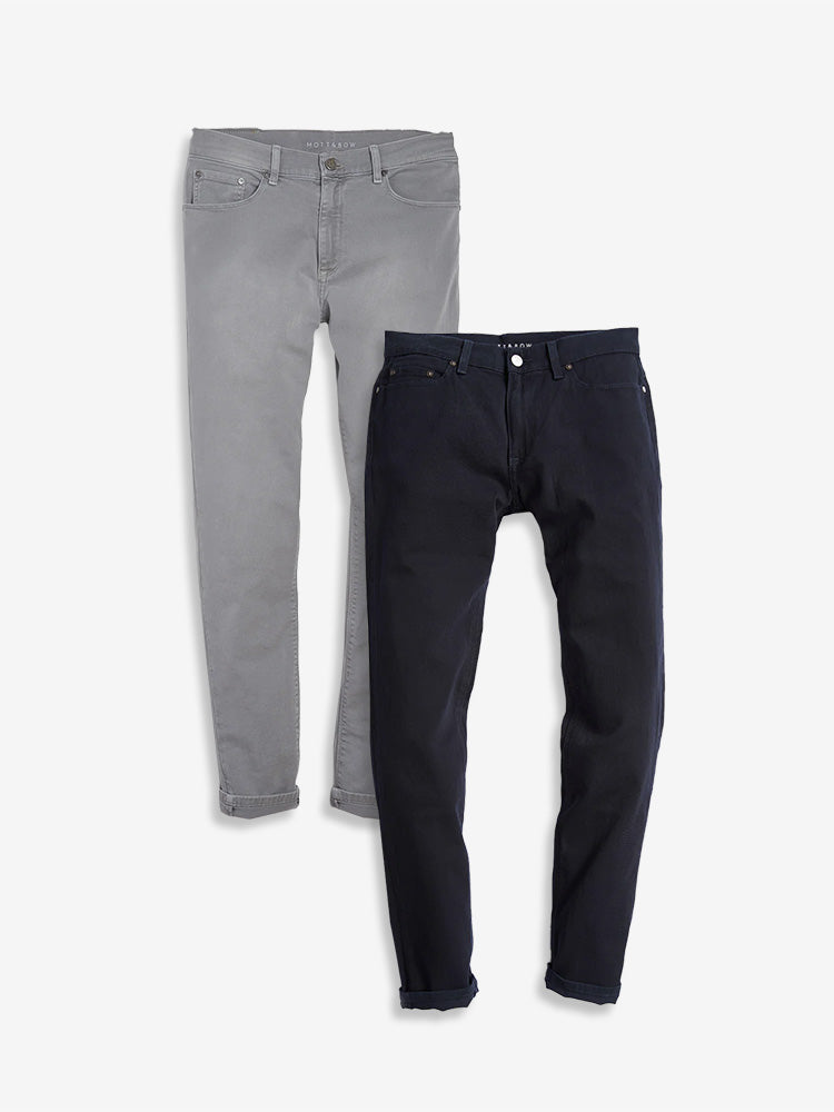 Men wearing Light Gray/Navy Straight Mercer Jeans 2-Pack