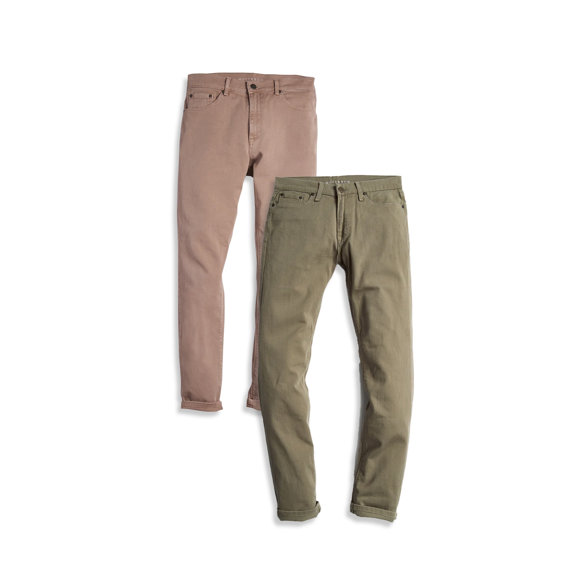 Men wearing Olive/Apricot Slim Twill Stretch Jeans 2-Pack jeans
