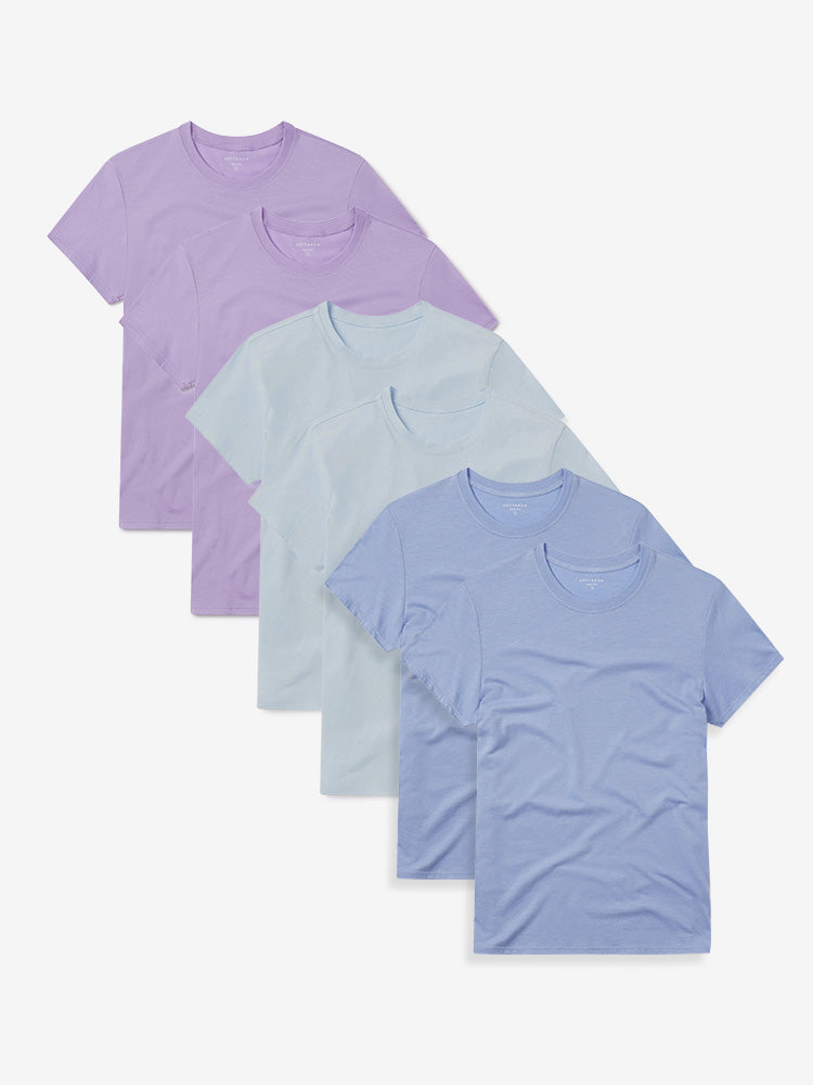 Women wearing Ice Blue/Hydrangea/Lilac Fitted Crew Marcy 6-Pack