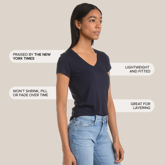 Fitted V-Neck Marcy Tee Navy V-Neck tees