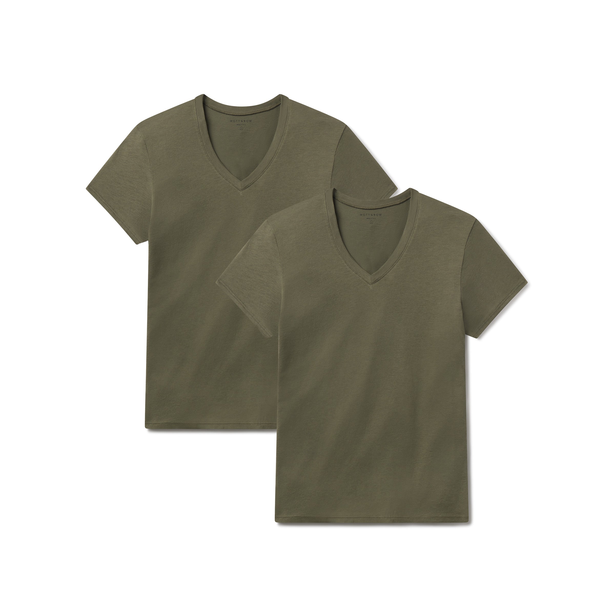 Women wearing Military Green Relaxed V-Neck Marcy Tee 2-Pack tees
