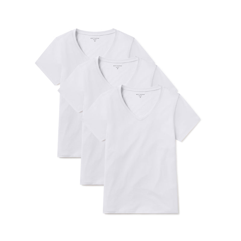 Women wearing White Relaxed V-Neck Marcy Tee 3-Pack tees