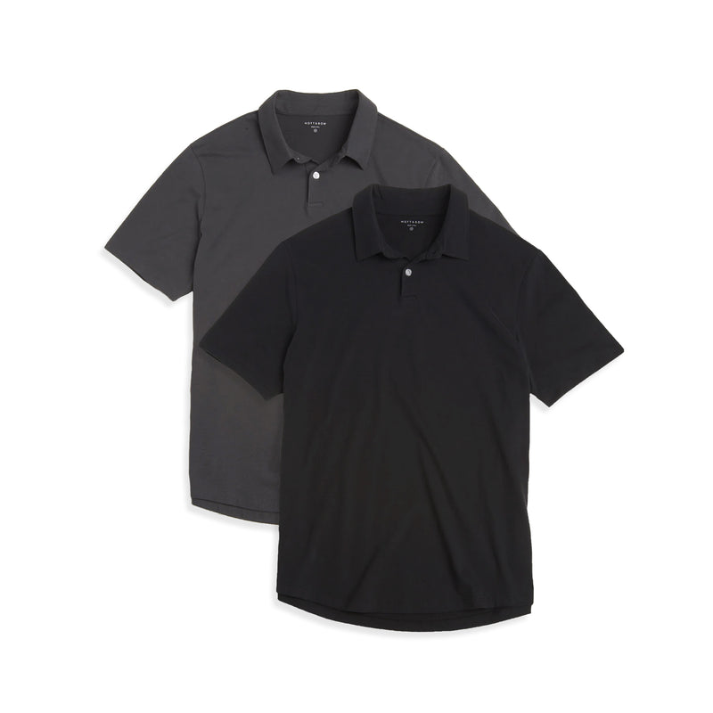 Men wearing Black/Dark Gray Jersey Sueded Polo 2-Pack tees