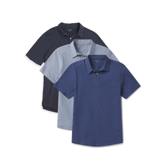 Jersey Sueded Polo 3-Pack Baltic Blue/California Blue/Navy bdl3_men_polo_shirt tees