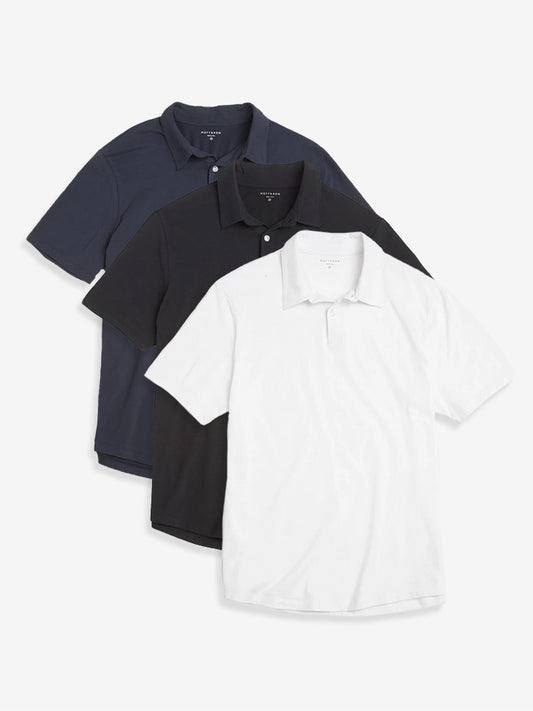 Jersey Sueded Polo 3-Pack White/Black/Navy bdl3_men_polo_shirt tees
