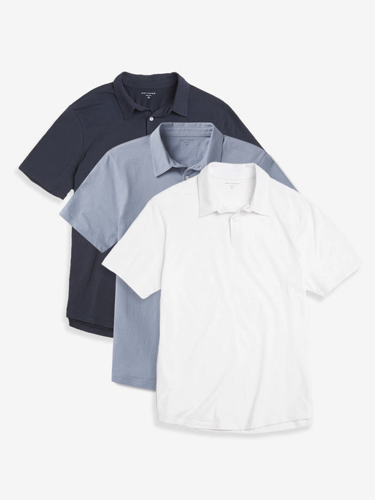 Jersey Sueded Polo 3-Pack White/California Blue/Navy bdl3_men_polo_shirt tees