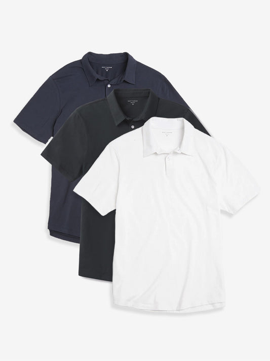 Jersey Sueded Polo 3-Pack White/Pine/Navy bdl3_men_polo_shirt tees