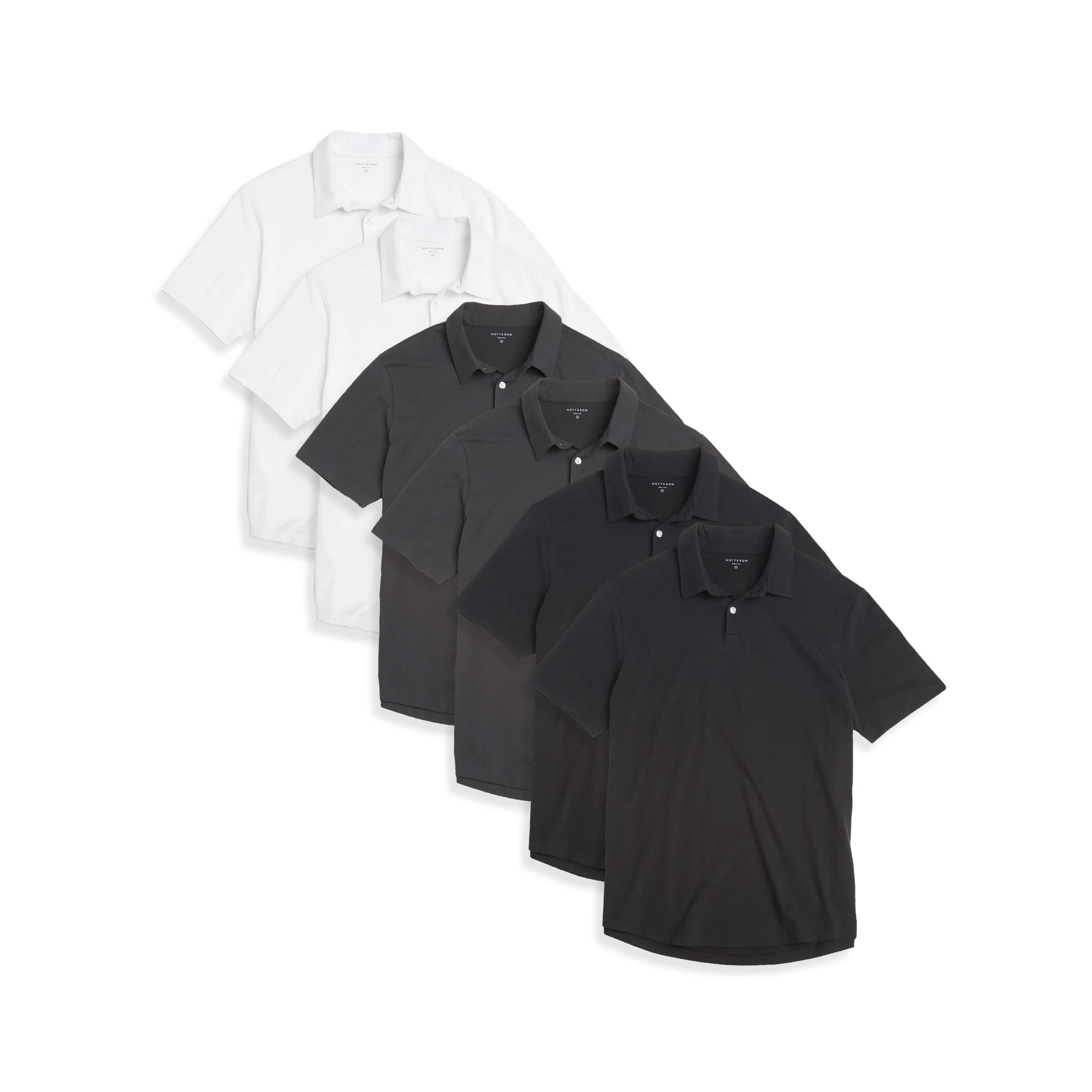 Men wearing White/Black/Dark Gray Jersey Sueded Polo 6-Pack tees