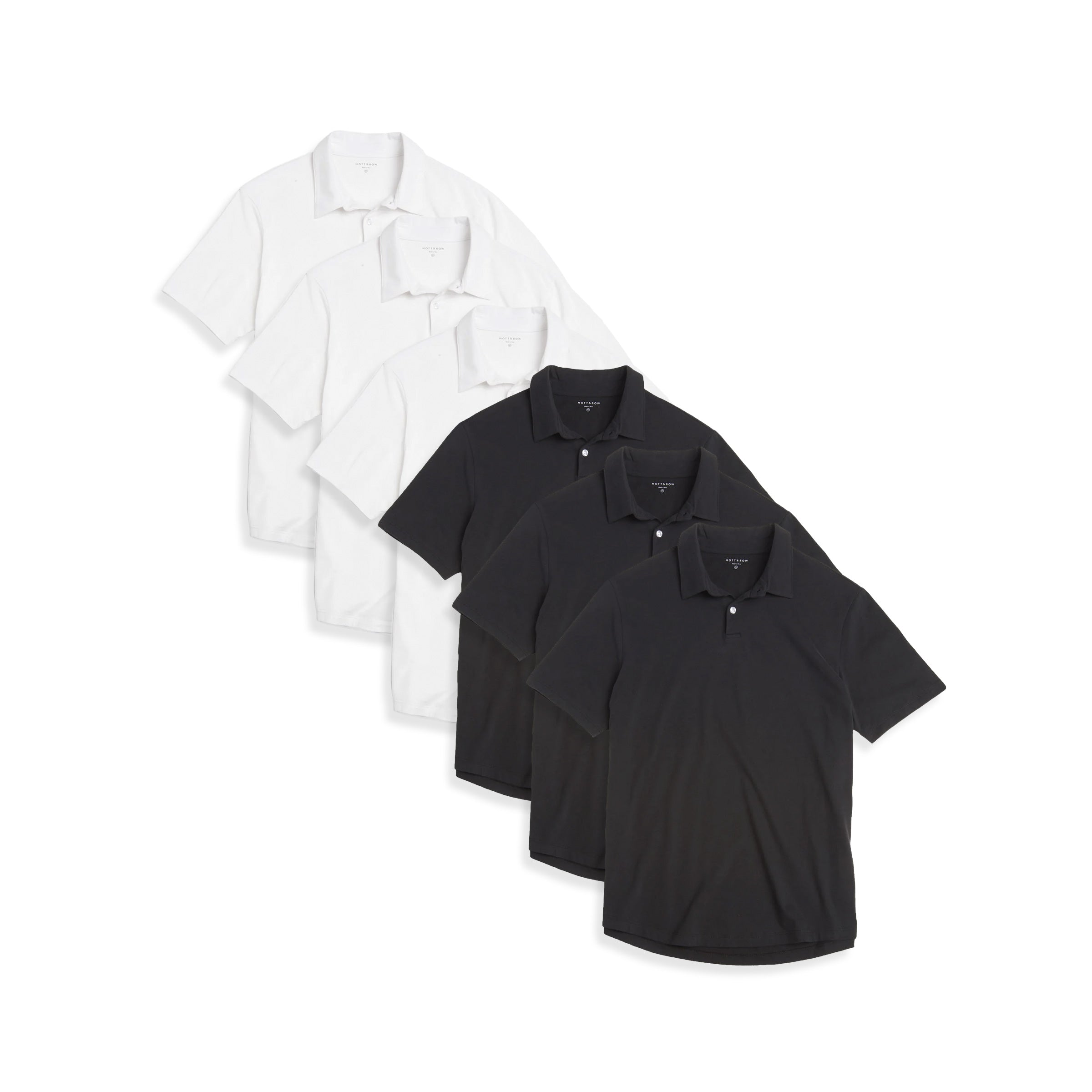 Men wearing White/Black Jersey Sueded Polo 6-Pack tees