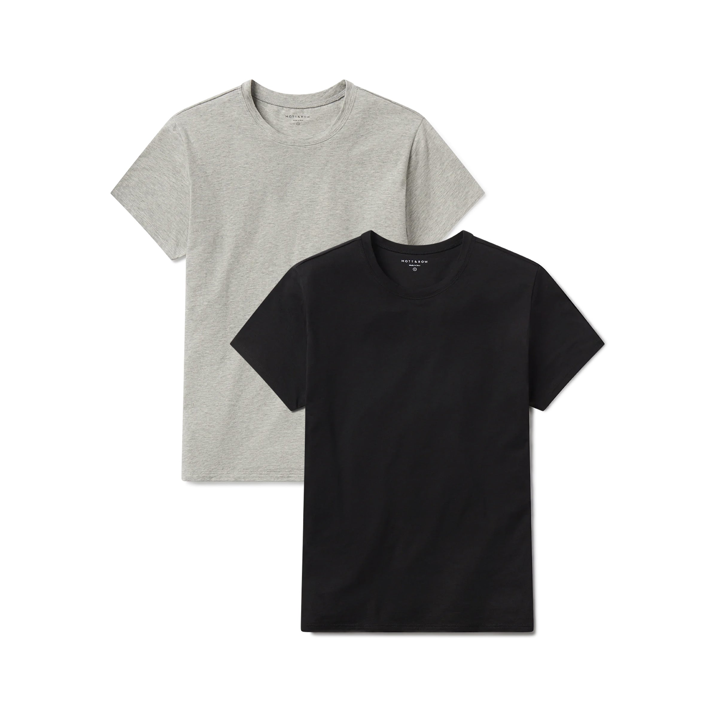 Women wearing Black/Heather Gray Relaxed Crew Marcy Tee 2-Pack tees