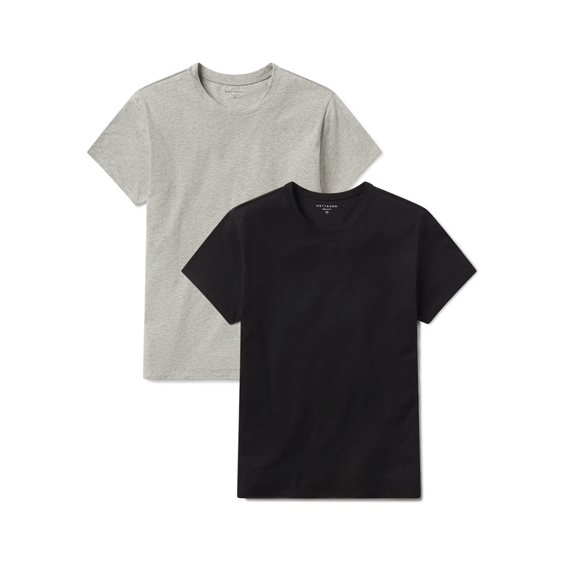 Women wearing Black/Heather Gray Relaxed Crew Marcy Tee 2-Pack tees