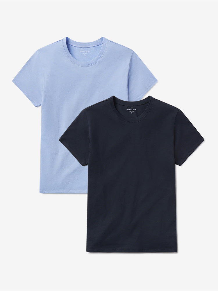 Women wearing Navy/Hydrangea Relaxed Crew Marcy Tee 2-Pack