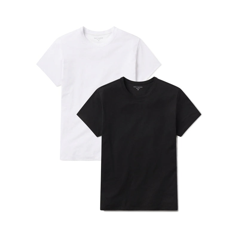 Women wearing White/Black Relaxed Crew Marcy Tee 2-Pack tees