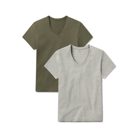Relaxed V-Neck Marcy Tee 2-Pack Heather Gray/Military Green bdl2_relaxed_marcy_vneck tees