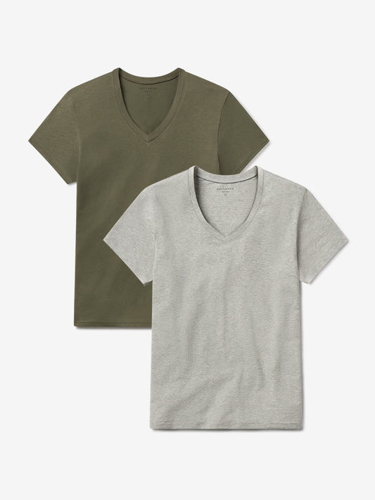 Relaxed V-Neck Marcy Tee 2-Pack Heather Gray/Military Green bdl2_relaxed_marcy_vneck tees