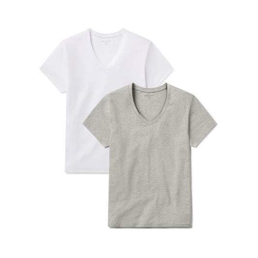 Relaxed V-Neck Marcy Tee 2-Pack Heather Gray/White bdl2_relaxed_marcy_vneck tees