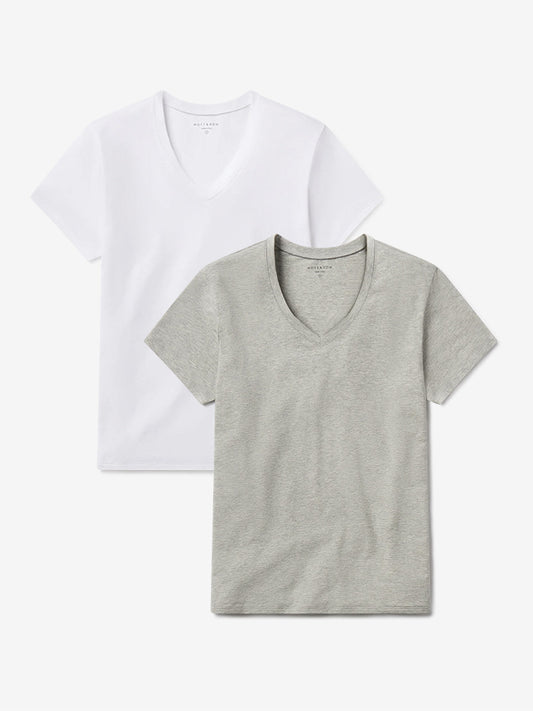 Relaxed V-Neck Marcy Tee 2-Pack Heather Gray/White bdl2_relaxed_marcy_vneck tees