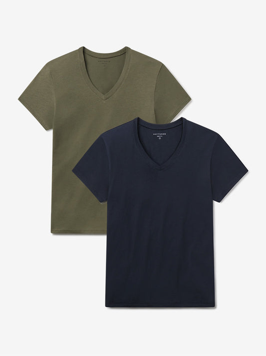 Relaxed V-Neck Marcy Tee 2-Pack Navy/Military Green bdl2_relaxed_marcy_vneck tees