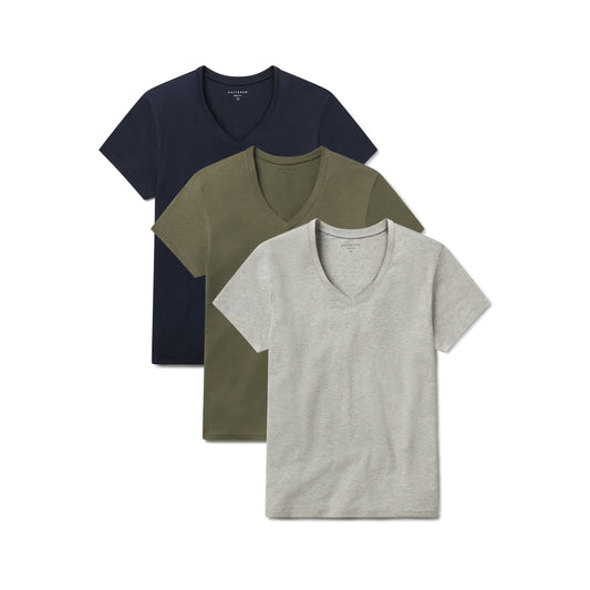 Relaxed V-Neck Marcy Tee 3-Pack Navy/Heather Gray/Military Green bdl3_relaxed_marcy_vneck tees