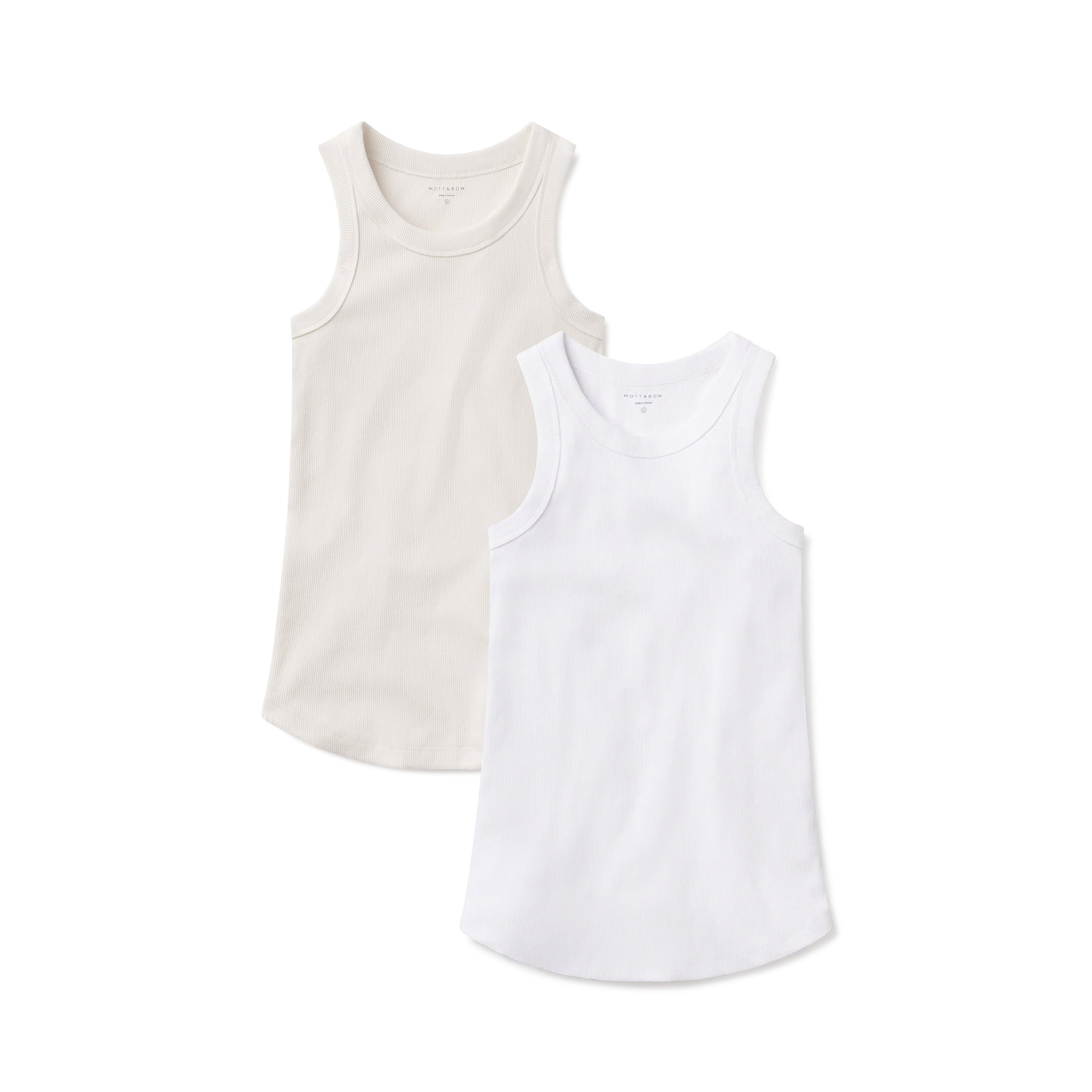 Women wearing White/Pearl White Rib Tank Tee 2-Pack tees