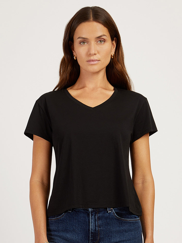 womens cotton relaxed vneck