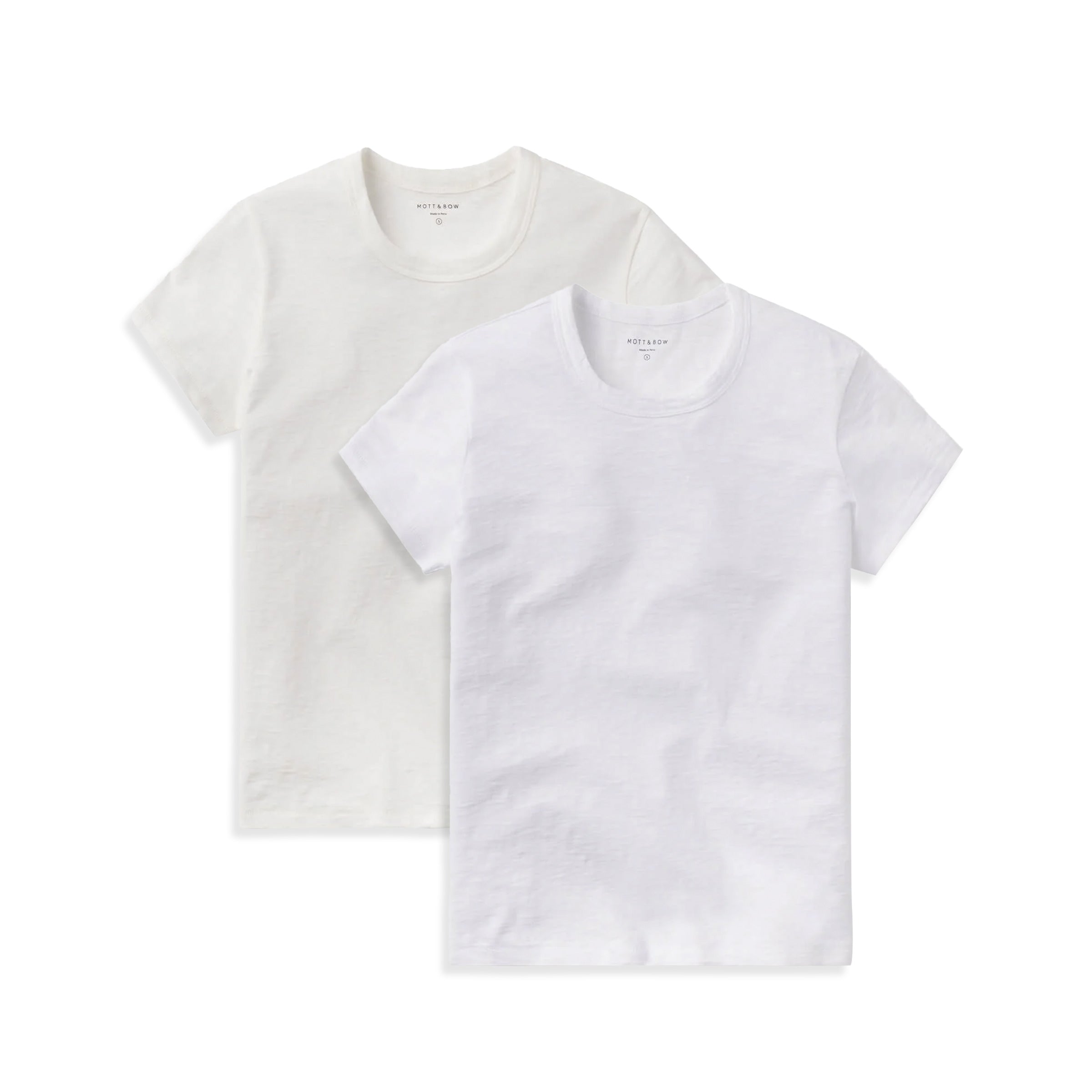 Women wearing Bone/White Classic Crew Slub 2-Pack