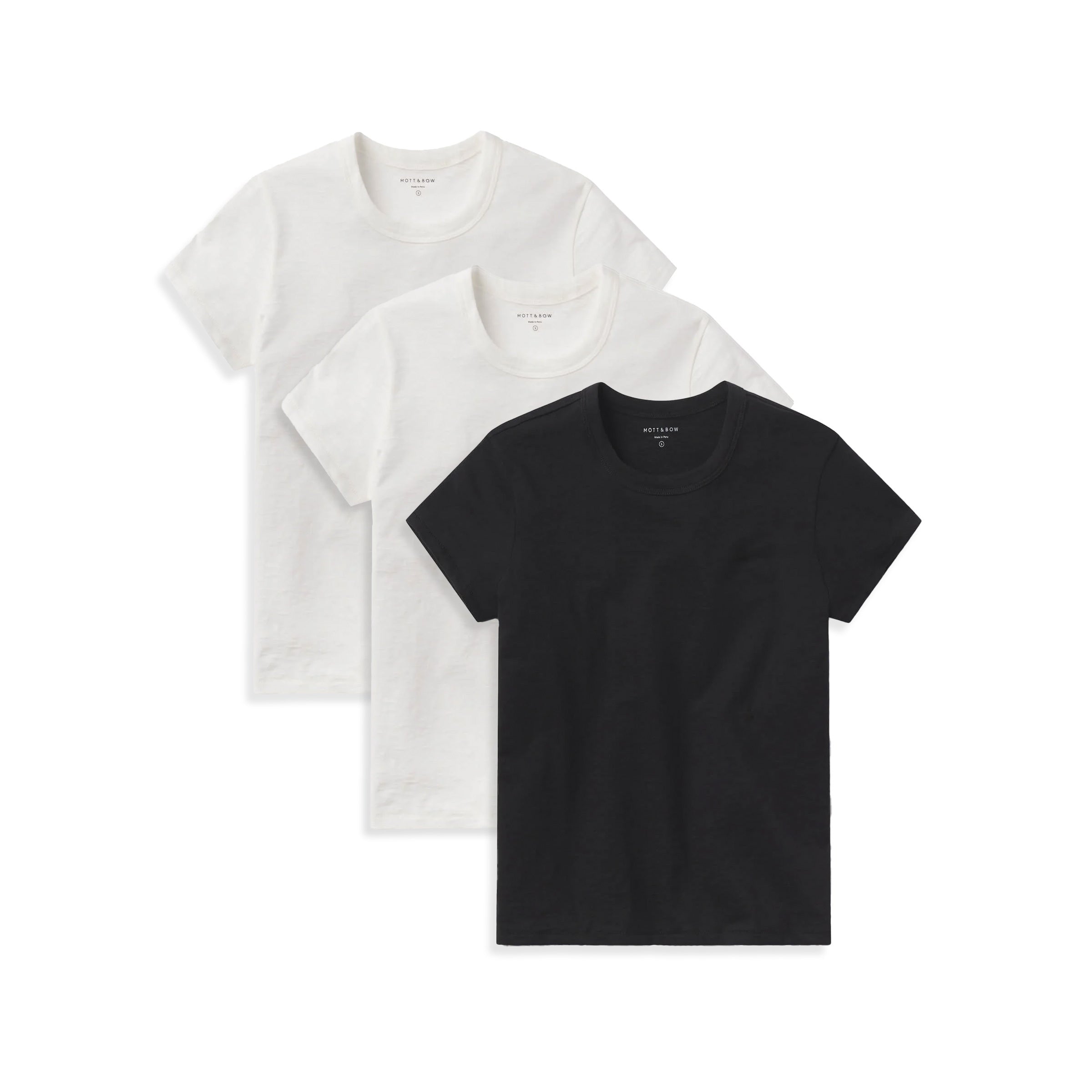 Women wearing Bone/Bone/Black Classic Crew Slub 3-Pack