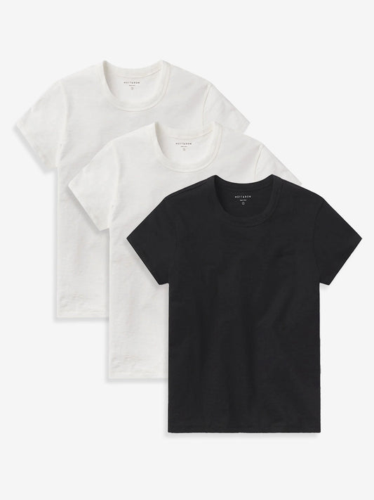 Classic Crew Slub 3-Pack Bone/Bone/Black Crew tees