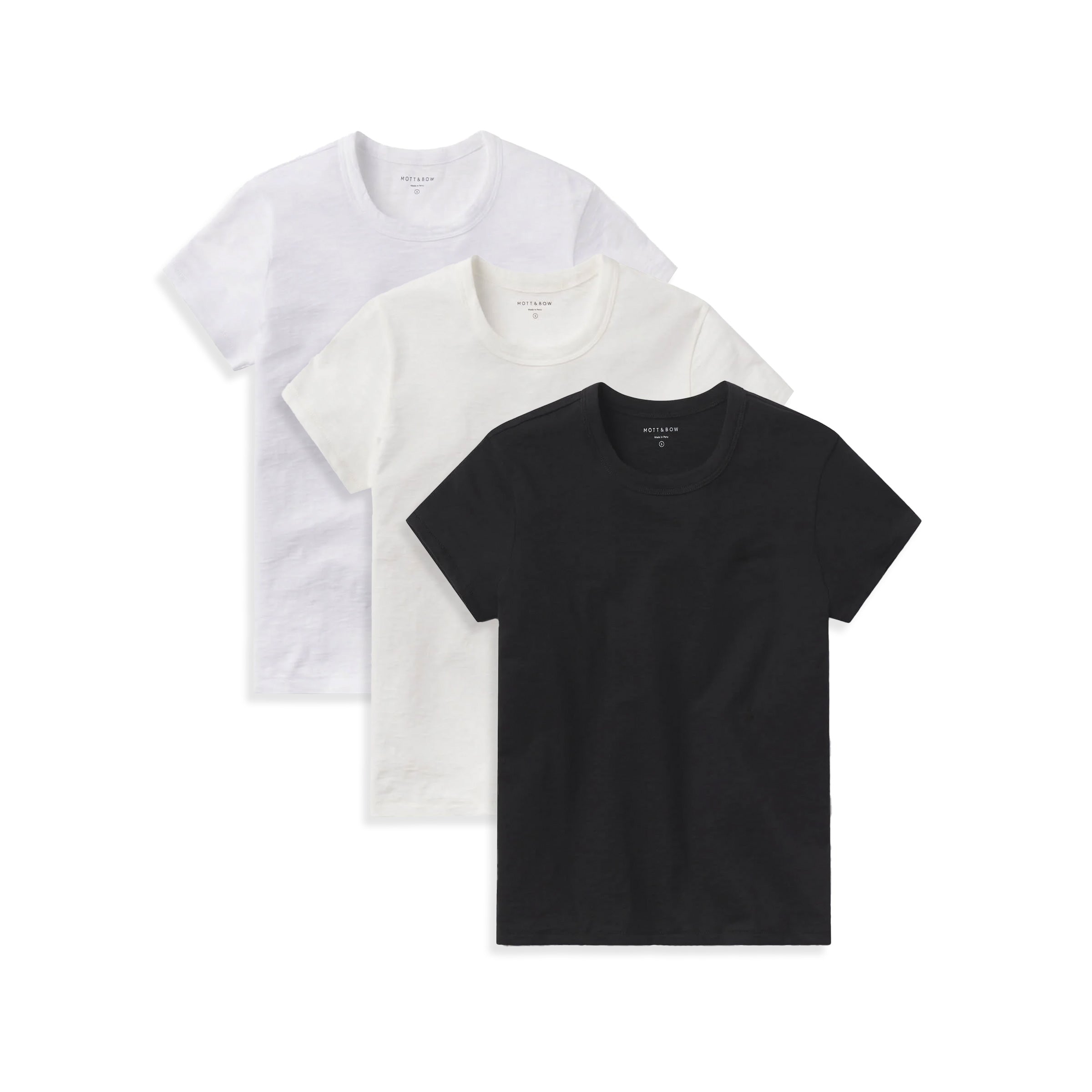 Women wearing White/Bone/Black Classic Crew Slub 3-Pack
