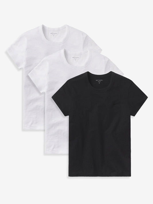Classic Crew Slub 3-Pack White/White/Black Crew tees