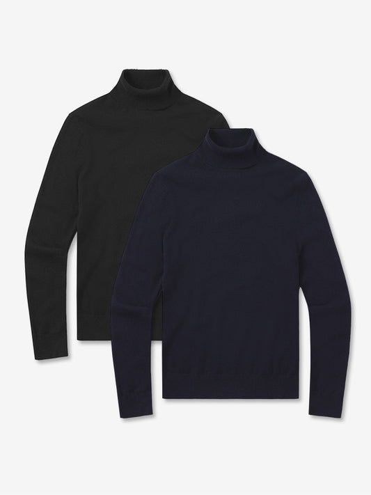Cashmere Turtleneck Willow Sweater 2-Pack Black/Navy Crew sweaters