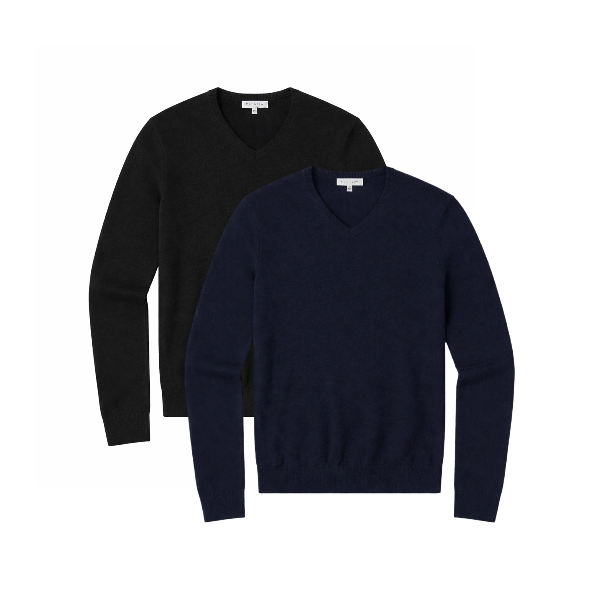 Men wearing Black/Navy Classic Cashmere V-Neck Bergen Sweater 2-Pack sweaters