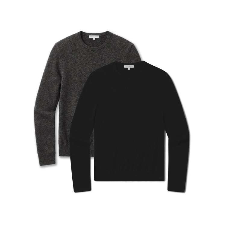 Men wearing Black/Charcoal Heather Classic Cashmere Crew Bergen Sweater 2-Pack