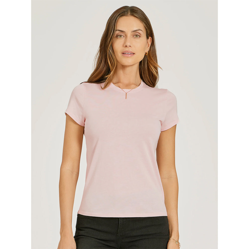 Women wearing White Mott&Bow | Fitted Crew Marcy Tee tt tees