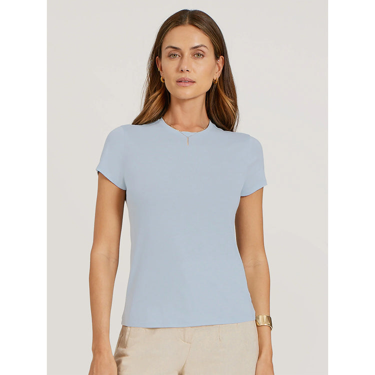 Women wearing White Mott&Bow | Fitted Crew Marcy Tee tt