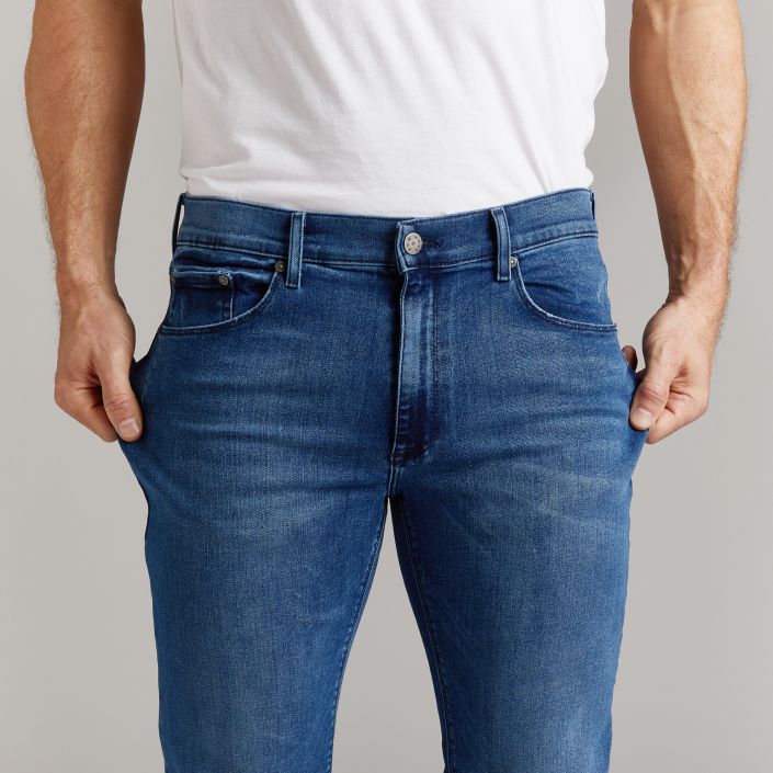 Men wearing Medium Blue Straight Staple Jeans