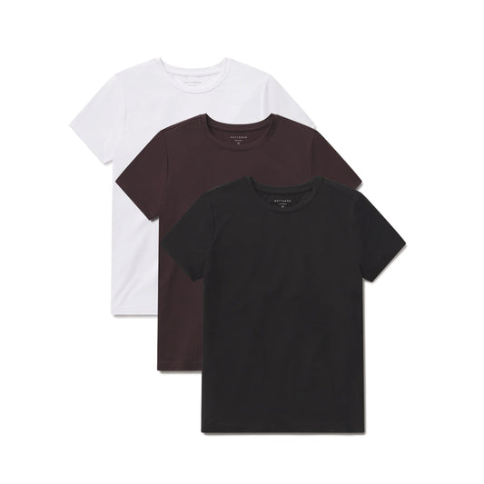 Second Skin Crew Tee 3-Pack White/Black/Espresso bdl3_women_second_skin_crew tees