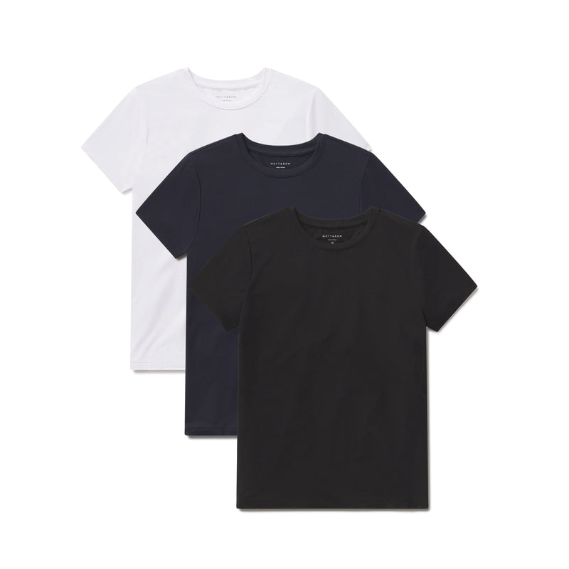 Women wearing White/Black/Navy Second Skin Crew Tee 3-Pack tees