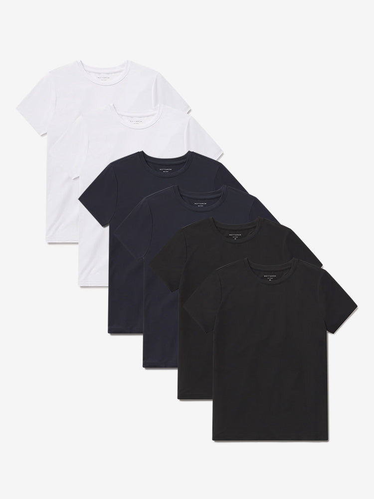 Women wearing White/Black/Navy Second Skin Crew Tee 6-Pack