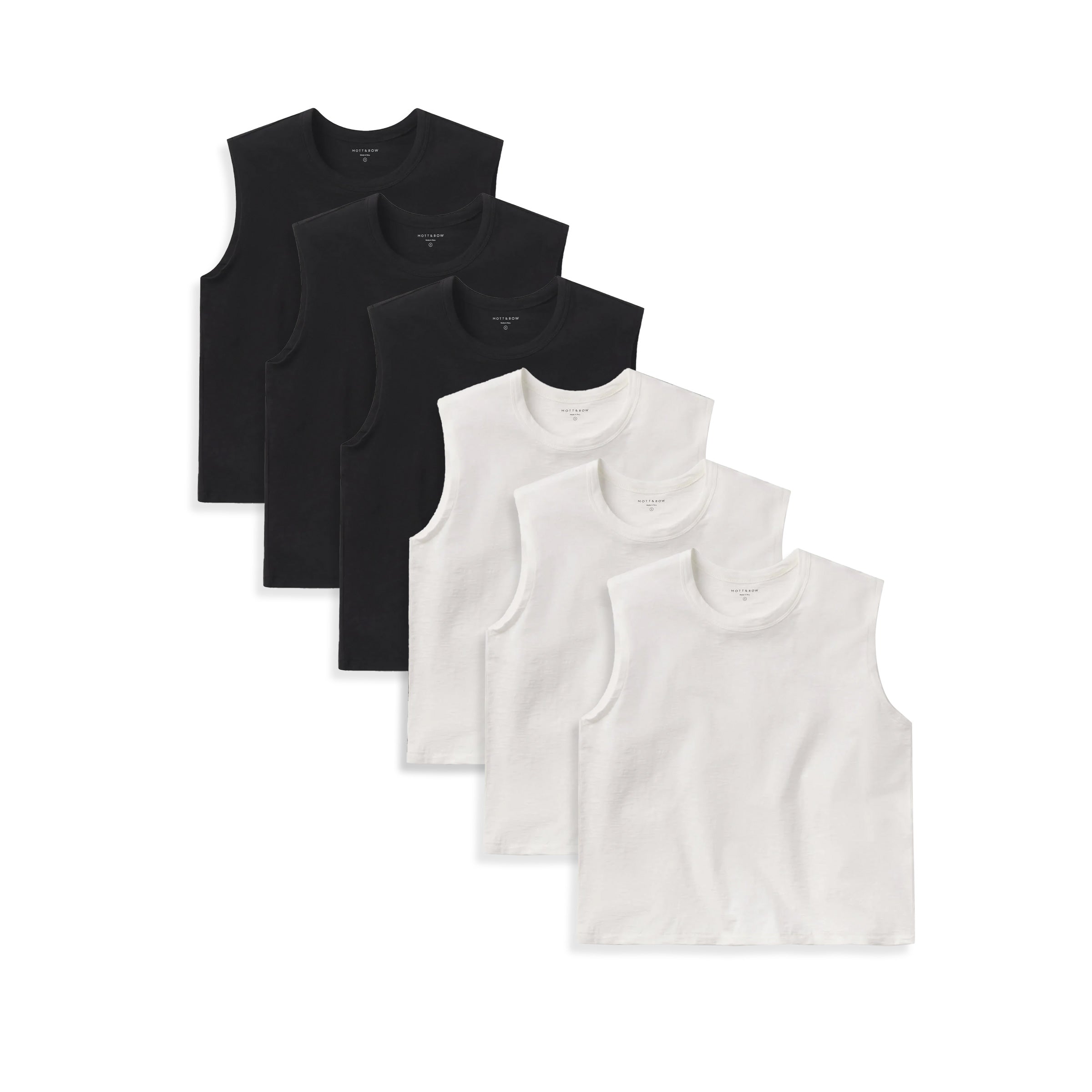 Women wearing Black/Bone Relaxed Slub Tank 6-Pack