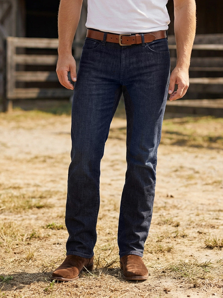Men wearing Medium/Dark Blue Straight Crosby Jeans