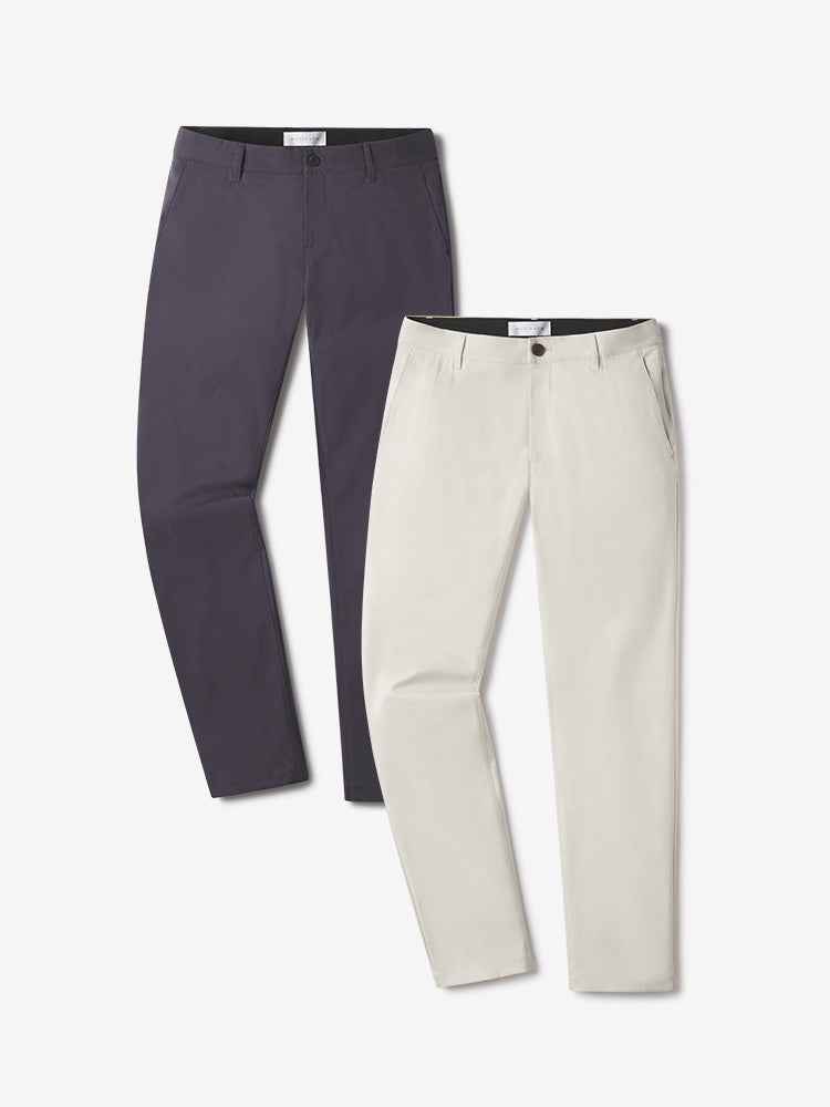  wearing Stone/Granite Slim Tech Pants 2-Pack