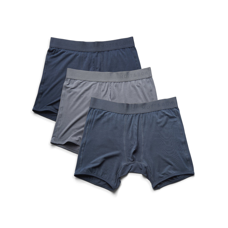  wearing Navy/Steel Gray/Gray Boxer Brief 3-Pack