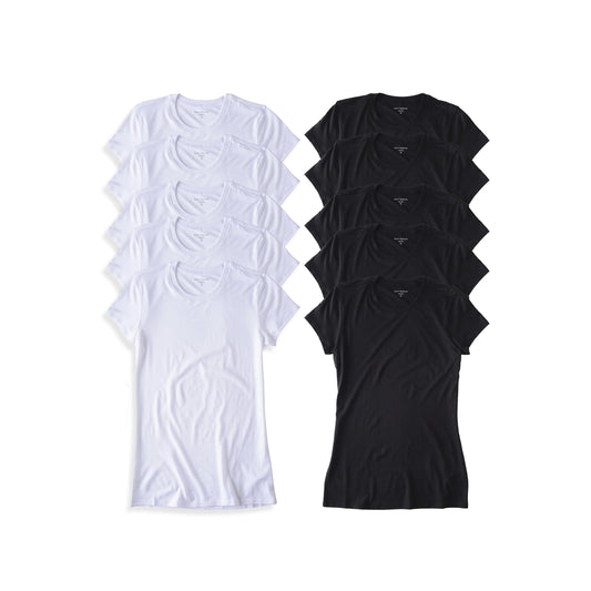 Fitted Crew Marcy 10-Pack White/Black bdl10_women_crew_tee tees